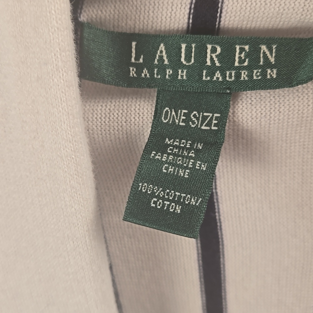 Ralph Lauren Striped Black and White Open Face Cardigan One Size Cotton Preppy - Picture 4 of 9